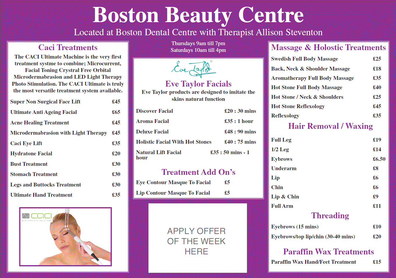 facial prices